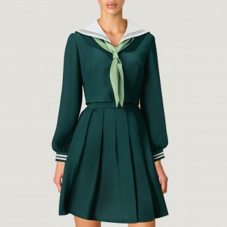 Dark green cat ear sailor uniform cosplay set 