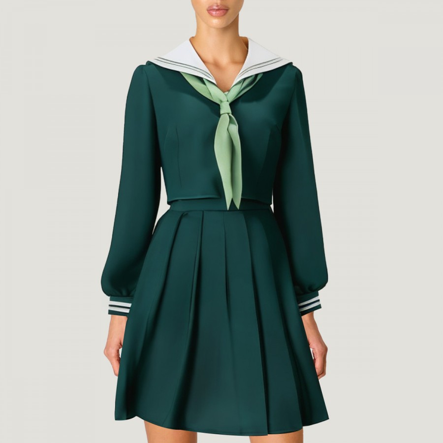 Dark green cat ear sailor uniform cosplay set