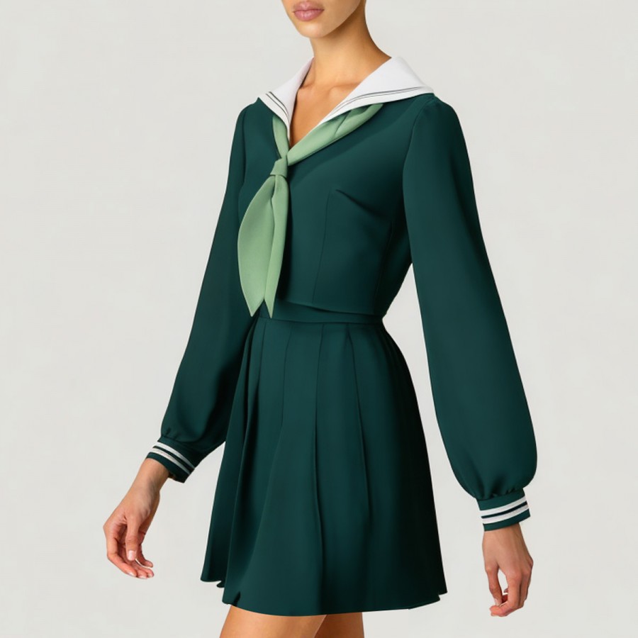 Dark green cat ear sailor uniform cosplay set