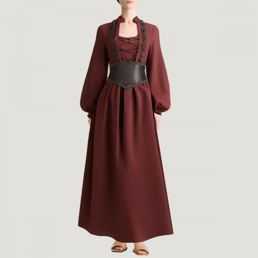 Women's long dress with a belt