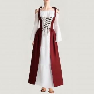 Medieval women's vintage belted long dress