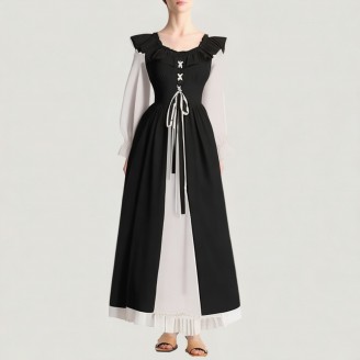 medieval lady's ruffled long skirt