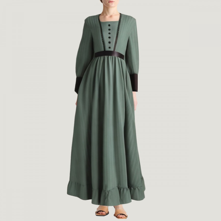 Victorian retro ruffled long-sleeved dress