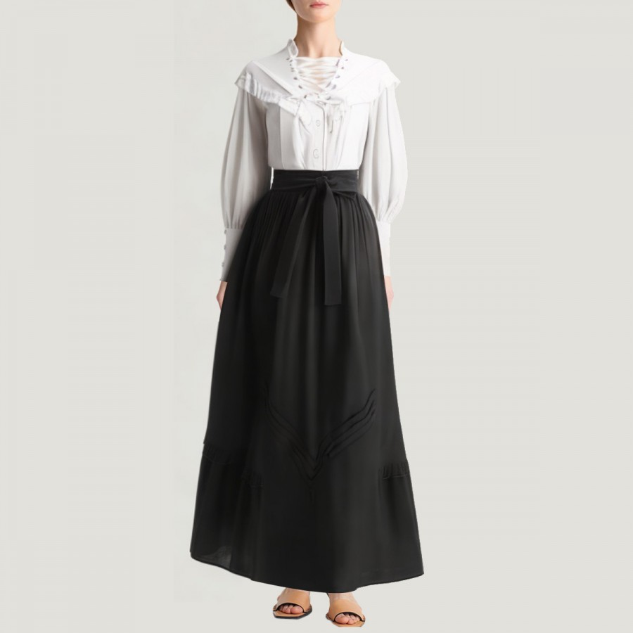 Victorian retro V-neck long-sleeved dress