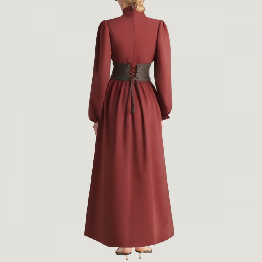 Women's long dress with a belt