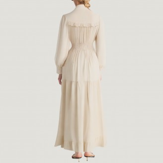 Beige Victorian style long-sleeved dress