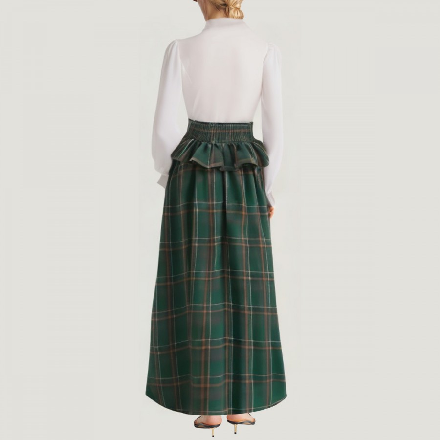 Retro plaid Victorian style long-sleeved dress