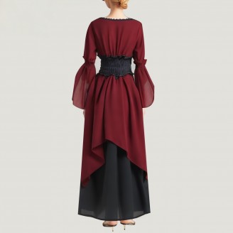 Renaissance-Style Red Vintage Maxi Dress