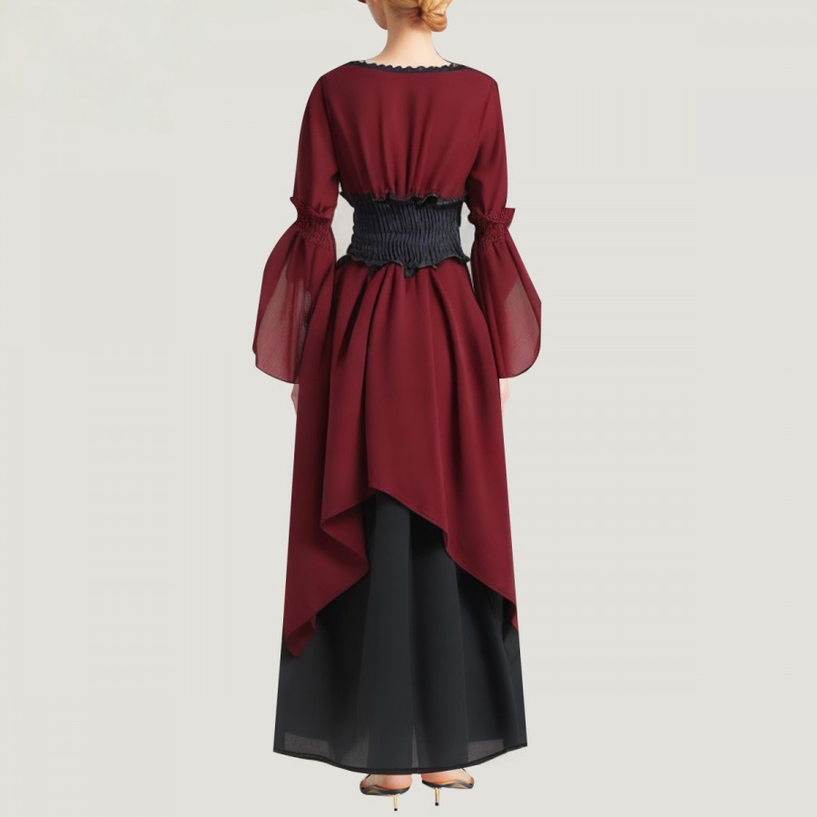 Renaissance-Style Red Vintage Maxi Dress