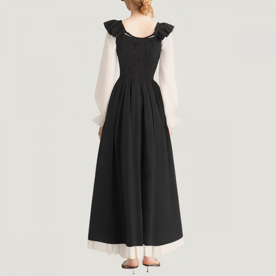 medieval lady's ruffled long skirt