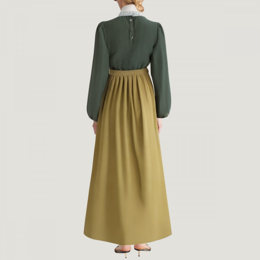 Retro puff sleeve women's long dress set