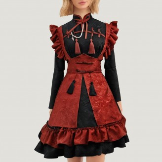 Red and black Lolita maid dress