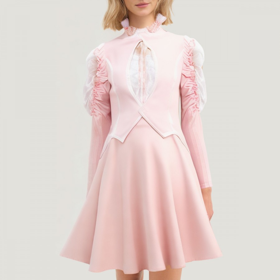Evil Glinda-themed pink cosplay dress