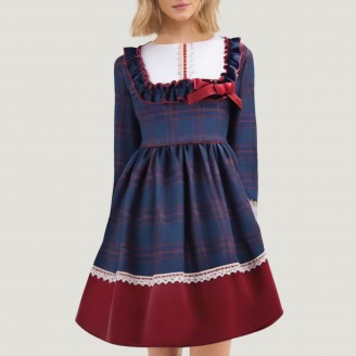 Girl's navy blue layered dress