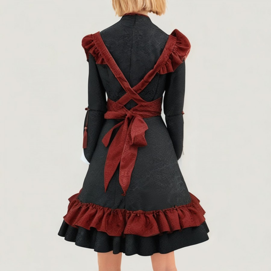 Red and black Lolita maid dress