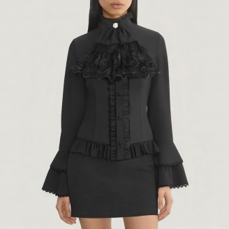 Victorian retro gothic ruffled women's blouse