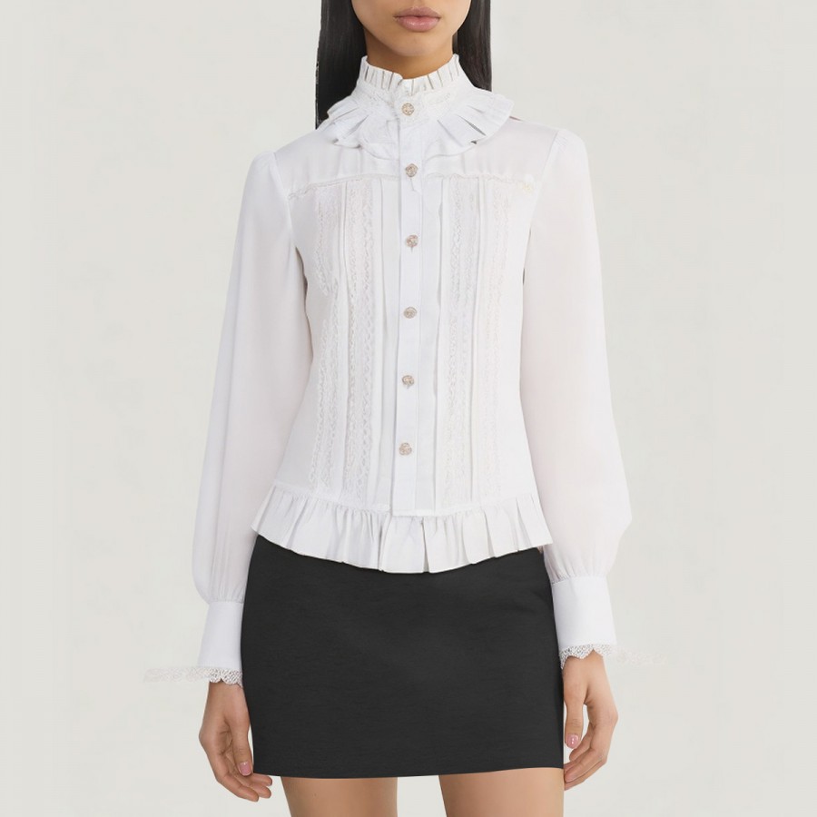 Victoria lace ruffled high-neck Lolita shirt