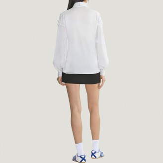 Long-sleeved lace ruffle women's blouse