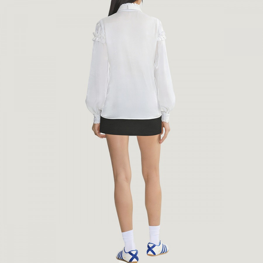 Long-sleeved lace ruffle women's blouse