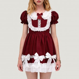 Burgundy Dream Lolita Short Dress
