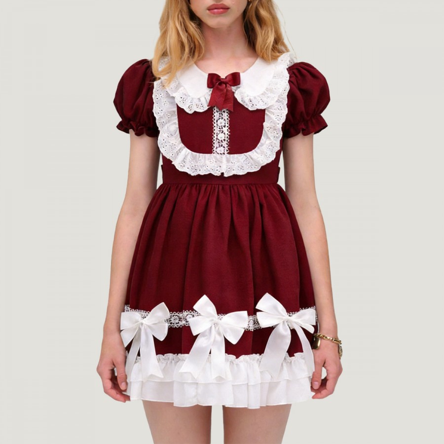 Burgundy Dream Lolita Short Dress