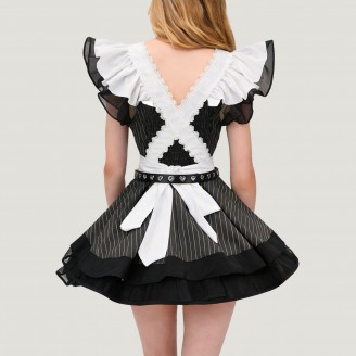 Retro black and white Lolita maid dress set