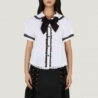 Ruffled bow Lolita short-sleeved shirt