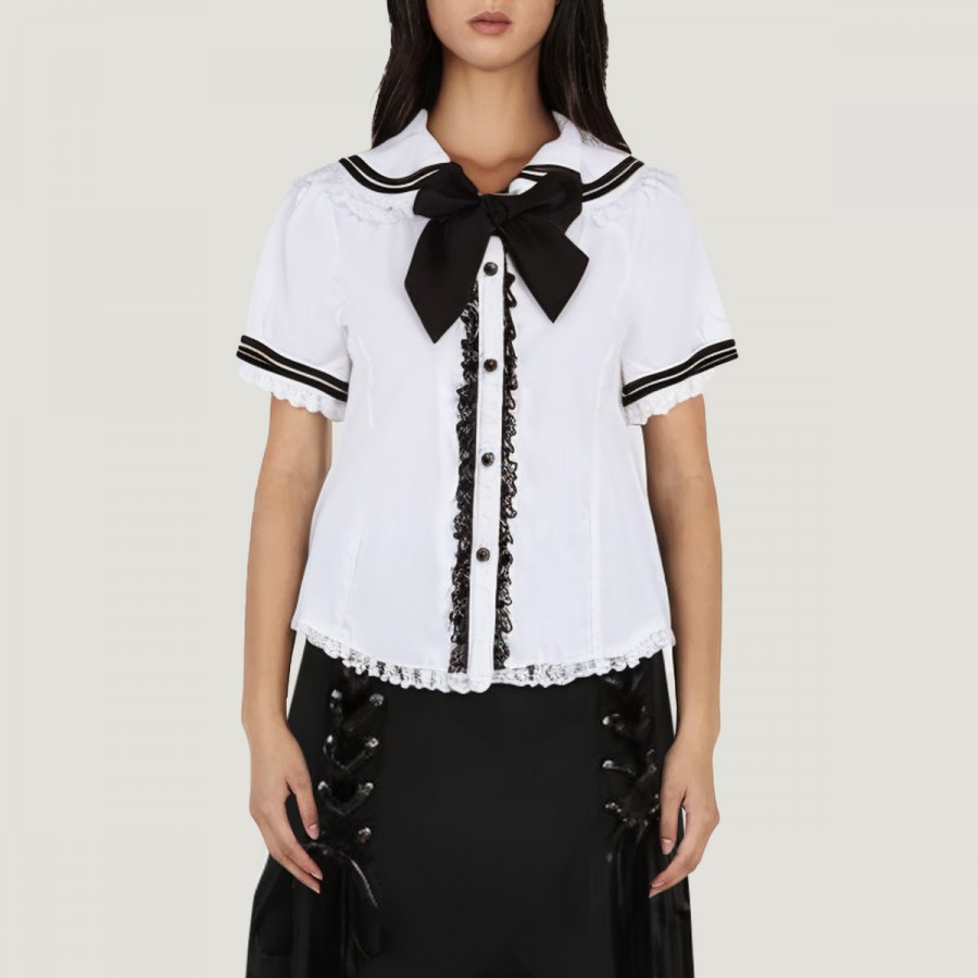 Ruffled bow Lolita short-sleeved shirt
