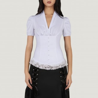 Retro corset gothic steampunk belted shirt