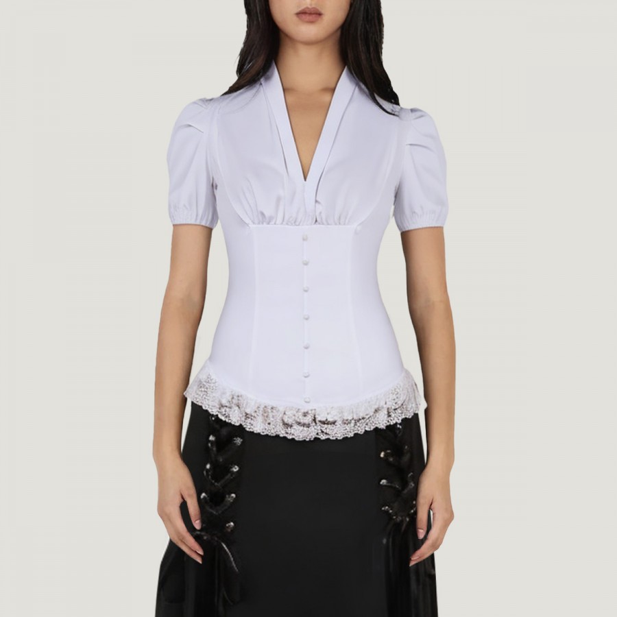 Retro corset gothic steampunk belted shirt