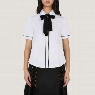 Ivory White Elegant Draped Neck Chiffon Blouse