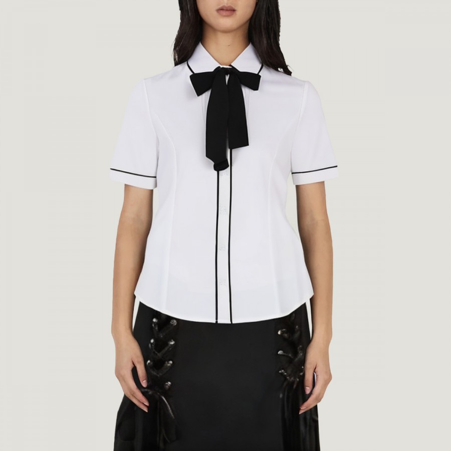 Ivory White Elegant Draped Neck Chiffon Blouse