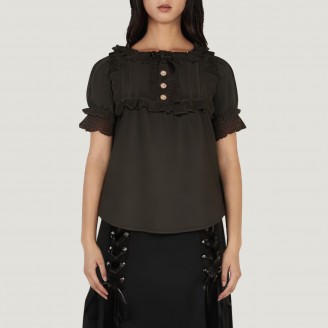 Sweet retro ruffled puff sleeve shirt