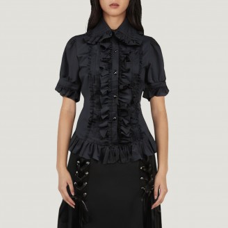 Retro lace ruffled Lolita short-sleeved shirt