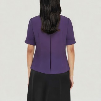 Ivory white drop collar short-sleeved chiffon blouse