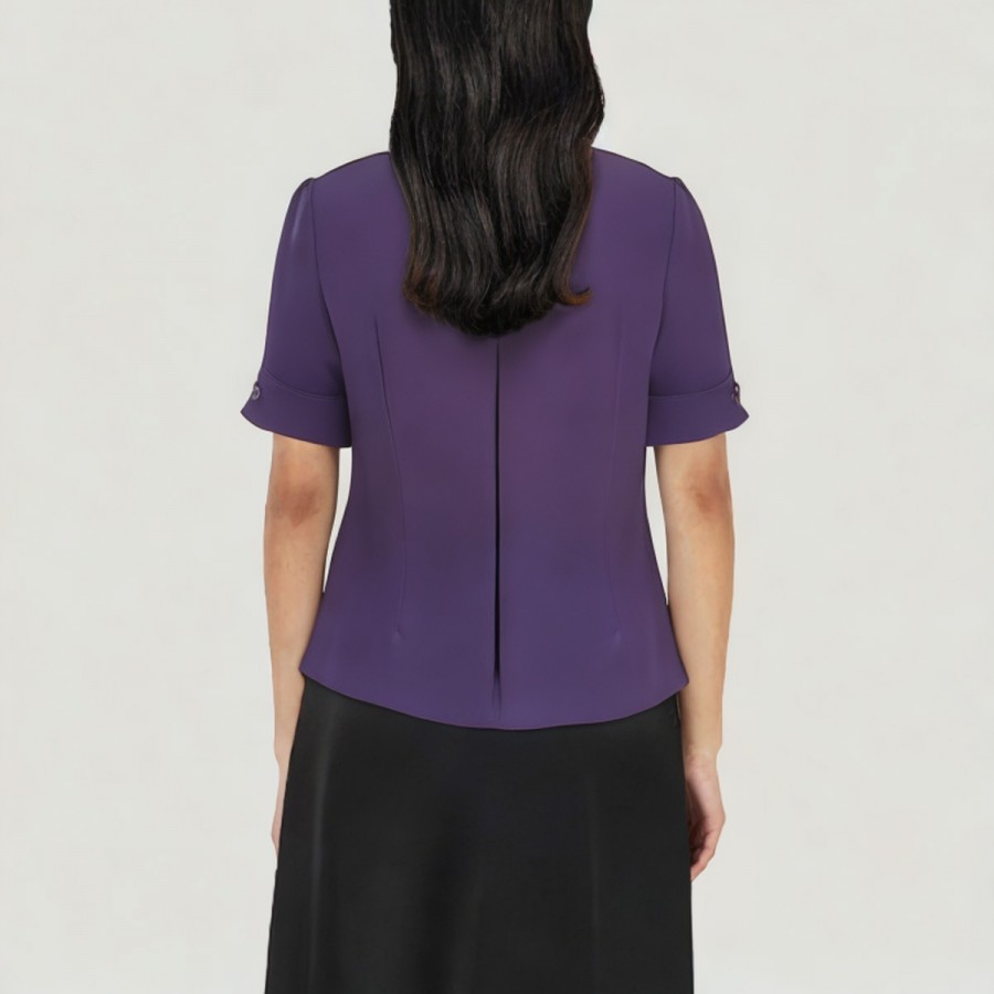 Ivory white drop collar short-sleeved chiffon blouse