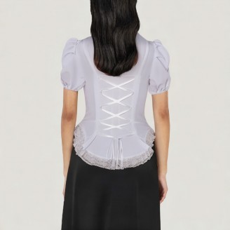 Retro corset gothic steampunk belted shirt