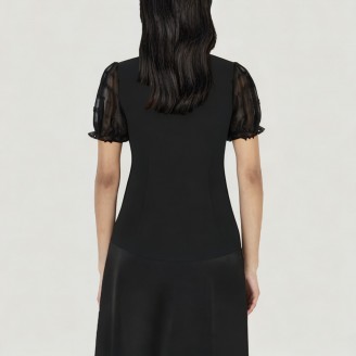 Retro bow-tie short-sleeved office shirt