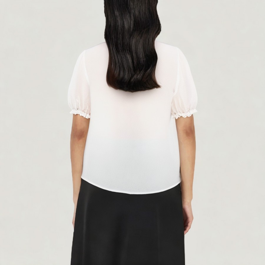 Retro bow puff sleeve shirt