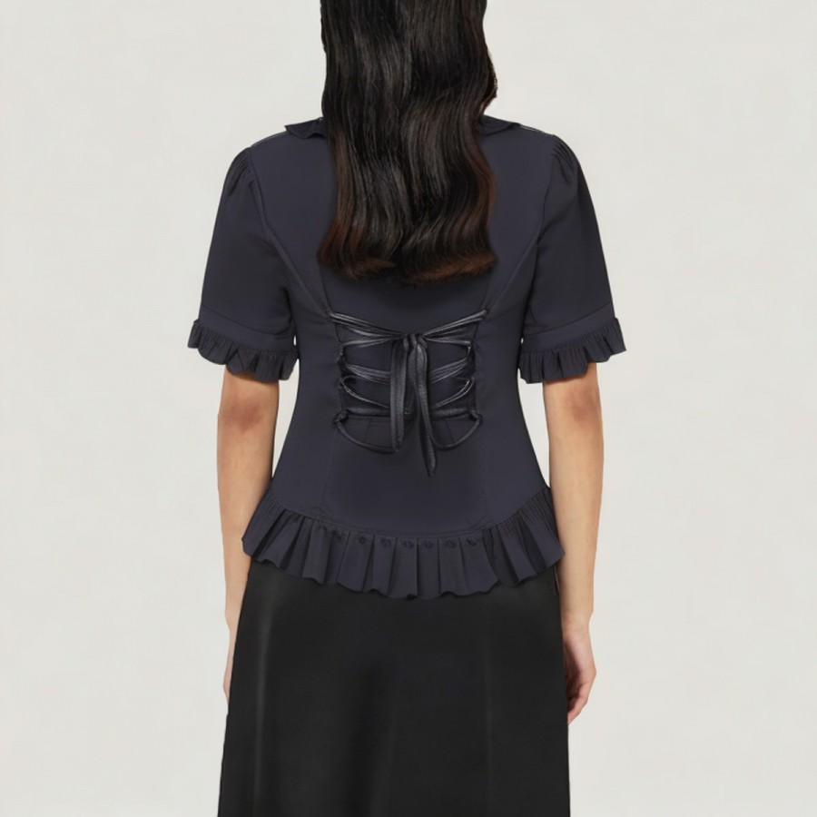 Retro lace ruffled Lolita short-sleeved shirt