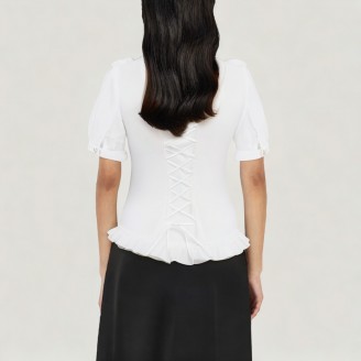 High-necked ruffled gothic long-sleeved shirt