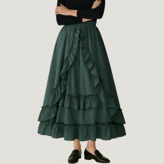 Double-layered Renaissance long dress with ruffles