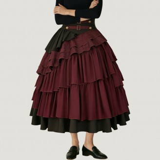 High-waisted multi-layered ruffle skirt