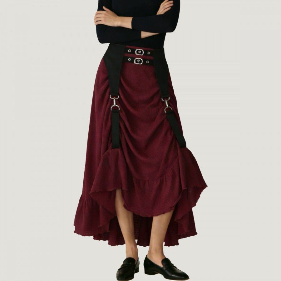 Women's high-waisted ruffle skirt