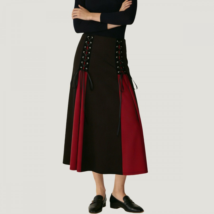 Victorian retro high-waisted A-line skirt