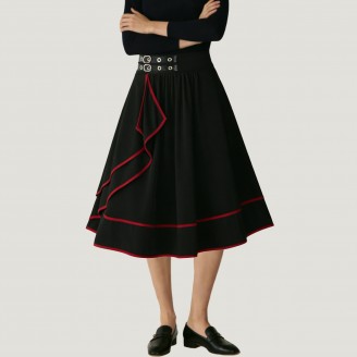 Color-blocked high-waisted A-line skirt