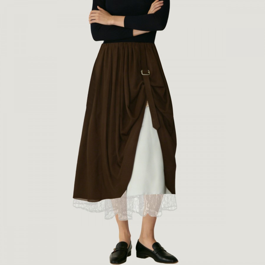 High-end eco-friendly casual puffy knee-length skirt