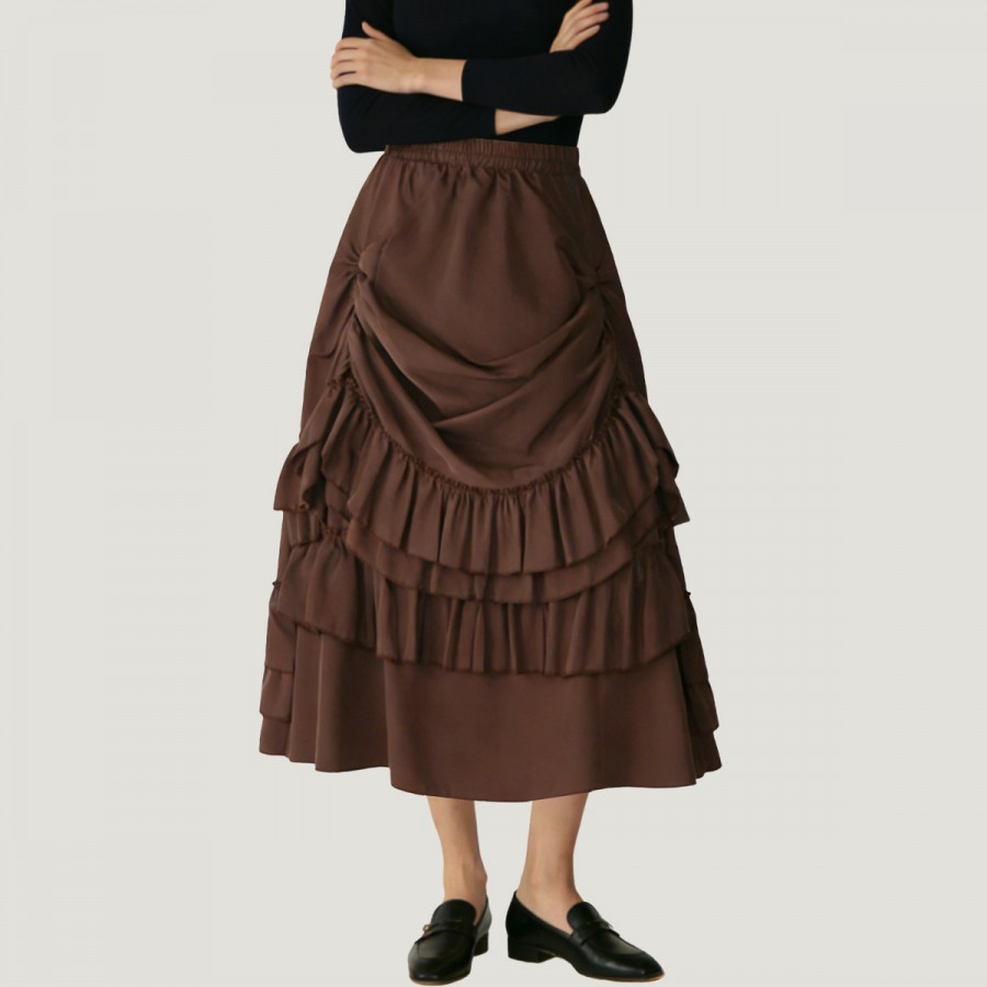 Ruffled Gothic belted dress