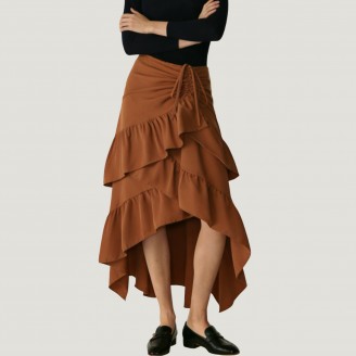 Sweet and refreshing high-waisted slimming ruffle skirt