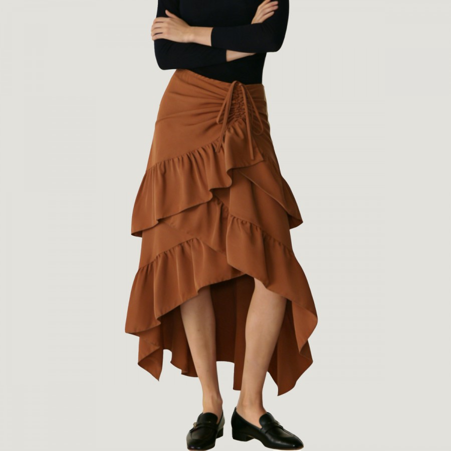 Sweet and refreshing high-waisted slimming ruffle skirt